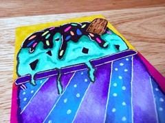 ACEO Original Ice Cream Sundae Alcohol Marker & Ink Summer Fun #1 by Liz Durant