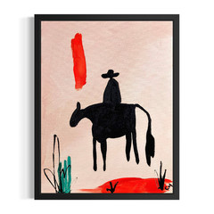 Original Abstract Acrylic 11×14 Cowboy Stretched Canvas Earth Tone One of a Kind