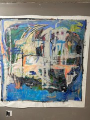 Original Abstract Painting large on unstretched canvas mixed media acrylic