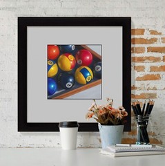 DANFORTH Behind the 8 Ball, 6×6 still life original realism oil painting, pool