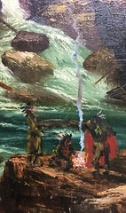 HUDSON RIVER SCHOOL Painting~ INDIAN ENCAMPMENT LANDSCAPE ~ 19th Century MYSTERY