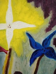 Vintage Acrylic On Stretch Canvas Flowers 15×30 Artist Kathryn Woodard Lazenby