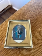 Vintage Hand Painted Feather Framed and Signed Mac 5″ x 6″ Frame