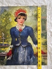 Vintage 60s Ladie Paintings PRINTS Denise DAC Unframed Mid Century Kitsch 11×14