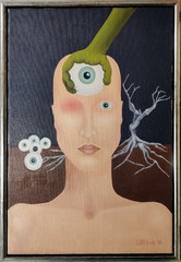 FANTASY – ABSTRACT COMPOSITION, original acrylic painting, dated 1996
