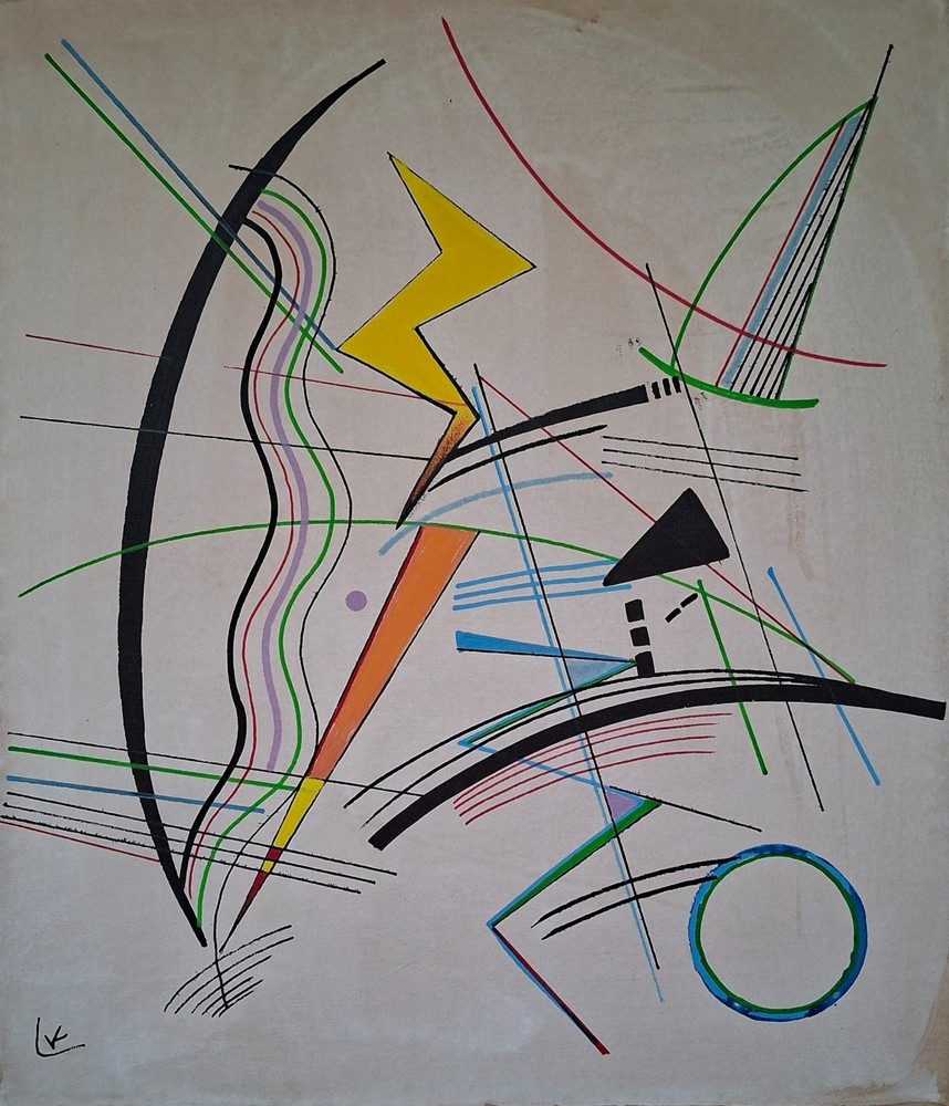 Wassily Kandinsky Signed Abstract Expressionist Oil Painting on Canvas Art
