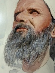 Vintage original Sol Schreibman Jewish Rabbi Man watercolor painting portrait