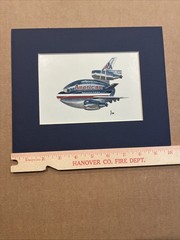 Vintage American Airplane by Hurley Signed & Matted 1988 Art Print