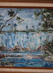 Original Hecto Vidal Oil Painting „Salto del Hanabanilla“ Cienfuegos Cuba 14×11