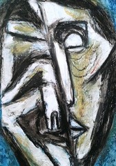 Portrait – Abstract Modern Art – Oil Chalk A4 Paper – Modern Art