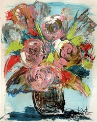 Floral Original Art 11×14 Paper Abstract Expressionist Fine Art Modern Collector