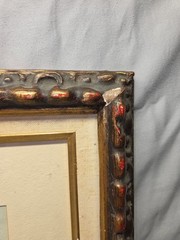 Framed Watercolor Painting of Boats by the Shore