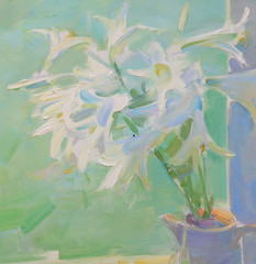 Oil painting Windowsill Ukrainian painter Canvas Unframed original still life