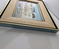 Vtg 60s Lilian Latal Oil On Masonite Board Seaport Town Naive Folk Art Framed