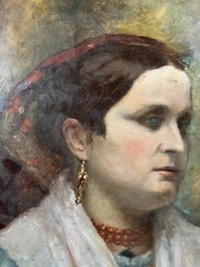 Curiosity Portrait Of A Blind Woman Late 19th Century Monogrammed On The Back