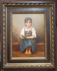 Signed Donata Mayford After William Bouguereau Girl Oil Painting On Board