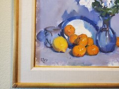 Listed Artist Raye Anne Marks Signed Framed Original Still life Oil Painting