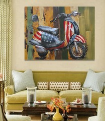 Classic Moped 3 Dimensional Wall Mount om Metal Canvas Oil Painting Artwork