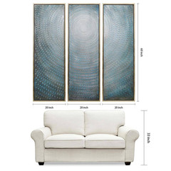 60 In. X 20 In. „Concentric“ – Set of 3 Textured Metallic Hand Painted by Martin