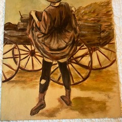 Americana wagon train original PAINTING by Schman western