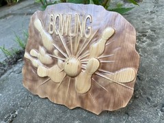 Bowling Wood Carving Multicolor Picture Woodworking 3D Handmade Wall Decor Bowle
