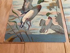 Mallards Ducks in Flight Portrait Paint By Number Set Unframed on Board Vintage