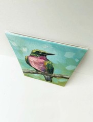 Oil painting on canvas. Exotic bright bird, hand-painted, 10×15 cm (4х6 inch)