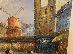 Original Signed Caroline Burnett Oil on Canvas Painting of a Paris Street 37×49