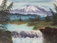 Mountain Landscape Oil Painting Waterfall Forest Scene Canvas Original Art