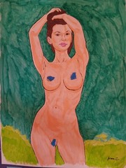 Female figure drawing painting ink gouache artist Jerome Cadd fem gouache one