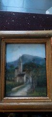 Antique Pastel Painting on Paper Signed Landscape Bartalini Frame