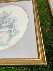 mary vincent bertrand watercolor lithograph signed painting, a pair 