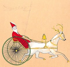 „Lanvin Paris x Arpege w/ Santa & Reindeer c1950s Advertising Artwork“
