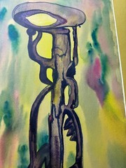 William Ferguson „An Abstract Composition“ Watercolor Painting -Framed