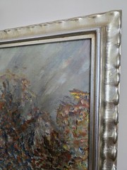 VINTAGE Oil Painting Autumn Trees Woods Framed Signed L.Thomson 74
