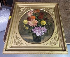 Antique Floral Still Life Oil Painting Willem Johannes Martens Dutch (1838-1895)