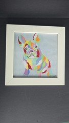 Ritter French Bulldog Pop Art Canvas Painting Framed 10×10 in Colorful Wall Art