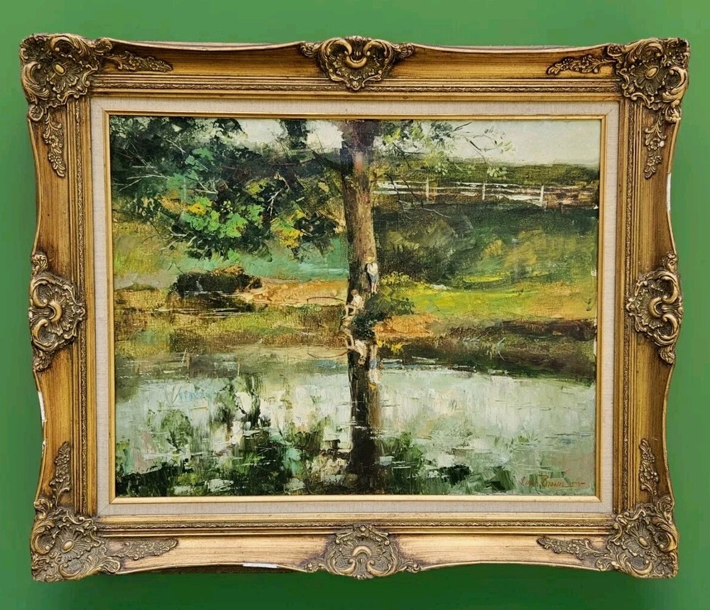 Sarah Brown Original Oil On Canvas ~ Ornate Gilt Gold Frame 1973