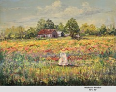 FRAN MAIER American Impressionist 1921- 2022 “ Wild Flower Meadow“ 40″ x 30″