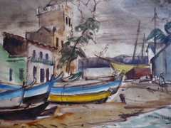 LEONARD BROOKS, LISTED CANADA CANADIAN MODERN MODERNISM HARBOR COASTAL VIEW MOD
