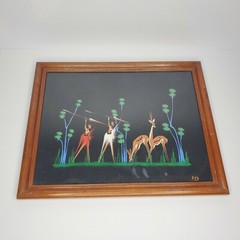 Vintage 60s MCM Nigerian African Painting Mid Century 14 X 11 signed DKO
