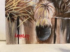 9 x 12 Framed Acrylic and Pen Painting on Canvas Board……“Spring Burro“