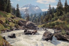 Beautiful Mountain Scenery Oil painting Art Giclee Printed on Canvas P1197