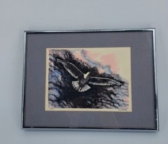 Original Intaglio Robert Kennedy Seagull Signed Framed Matted 12×9 Nieleen Metal