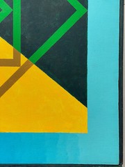 Unknown Artist Mid Century Modern Abstract Geometric Composition Shapes Painting