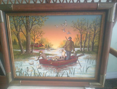 H Hargrove 12 x 16 Serigraph Signed & Framed Painting ‚Duck Hunting‘
