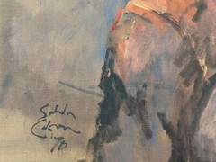 Salvador Cabrera Filipino O/C Painting Musician with Guitar – LARGE! 31″ X 31″