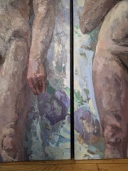 2 Original Contemporary Figurative Matching Oil Paintings Unsigned Nude Couple