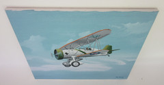 Raymond Waddey Painting Curtis F-11C Goshawk 1930s Biplane Fighter, 16″ X 20″