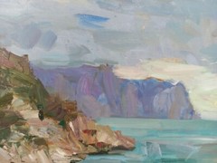Oil painting It’s a nasty day Seascape Ukrainian painter Сanvas Framed original